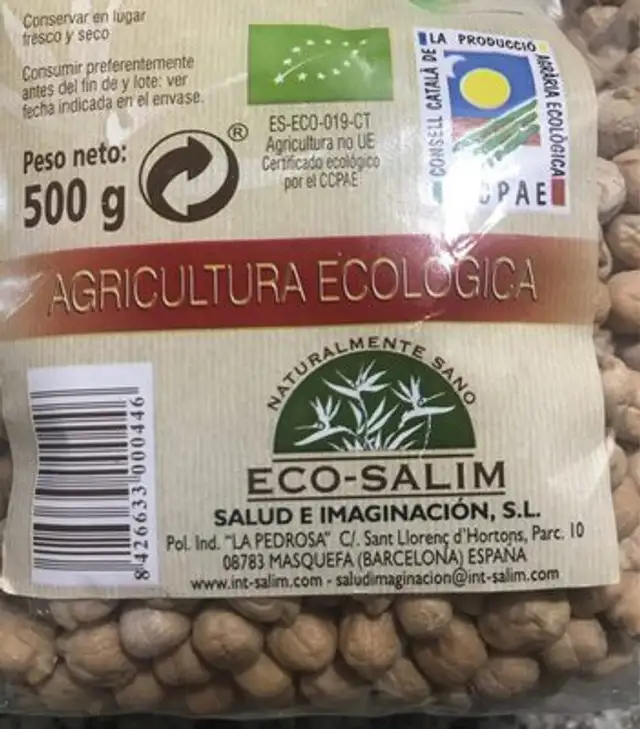 Legumbres garbanzo ecologico