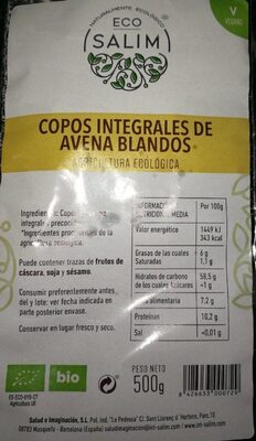 Copos integrales de avena blandos