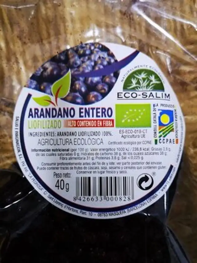 Arándano entero liofilizado