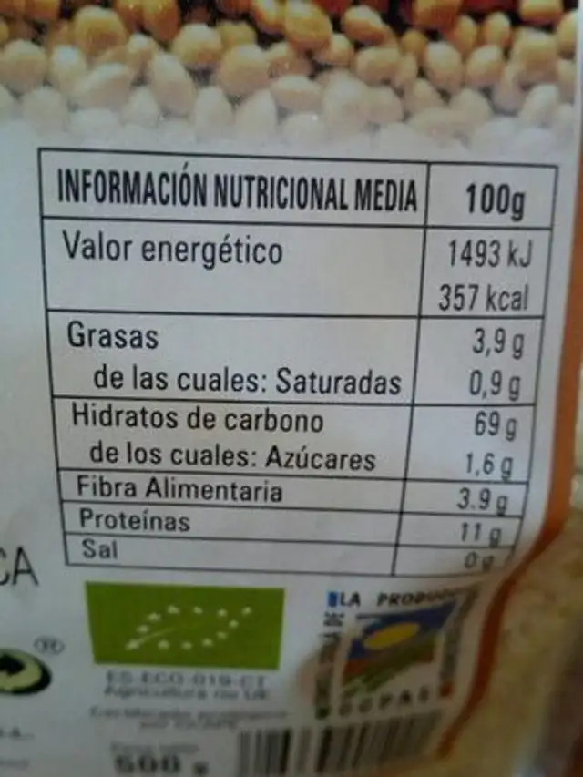 Copos integrales de mijo eco nutrition facts table
