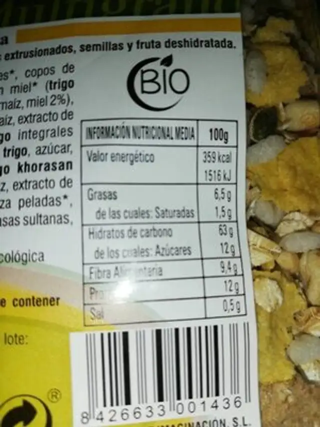 BioMuesli Multigrano nutrition facts table