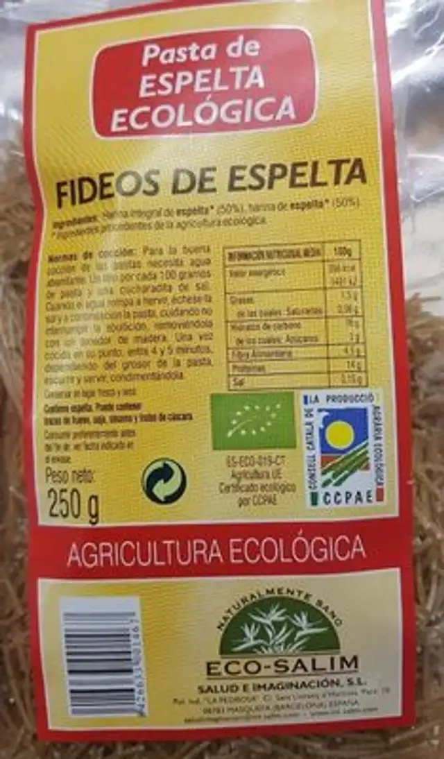 Fideos de espelta