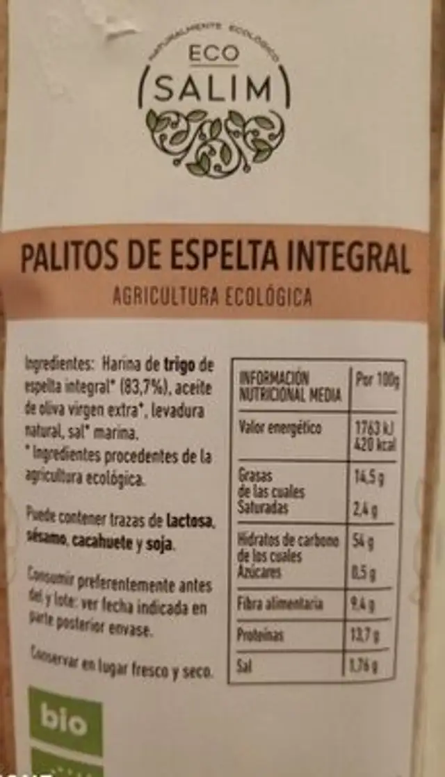 Palitos de espelta integral