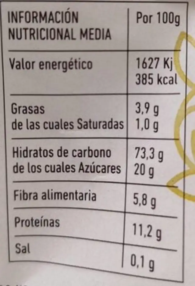 CRUNCHYMIX ESPELTA nutrition facts table