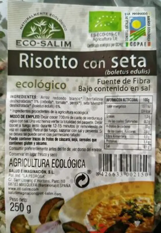 Risotto con Seta nutrition facts table