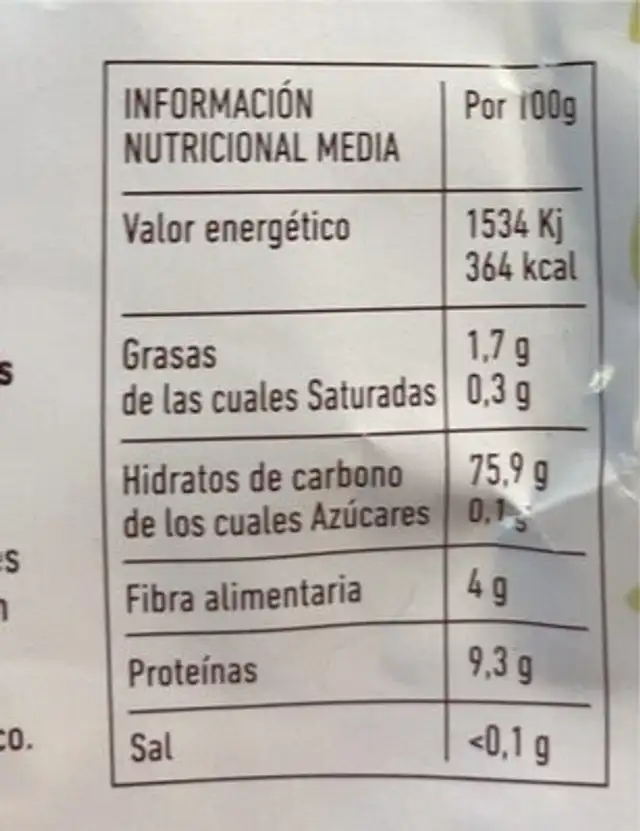 Trigo sarraceno hinchado nutrition facts table