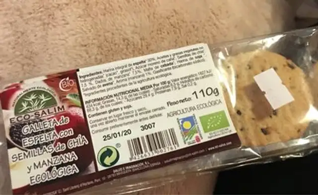 Galleta de espelta con semillas de chía y manzana ecologica