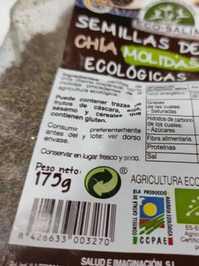Semillas de chia molidas ecològicas