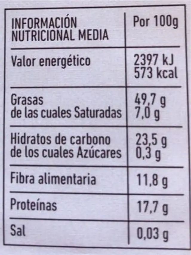 Semillas de Sésamo negro nutrition facts table