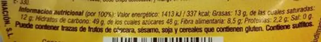 Mix tropical mezcla de fruta deshidratada nutrition facts table