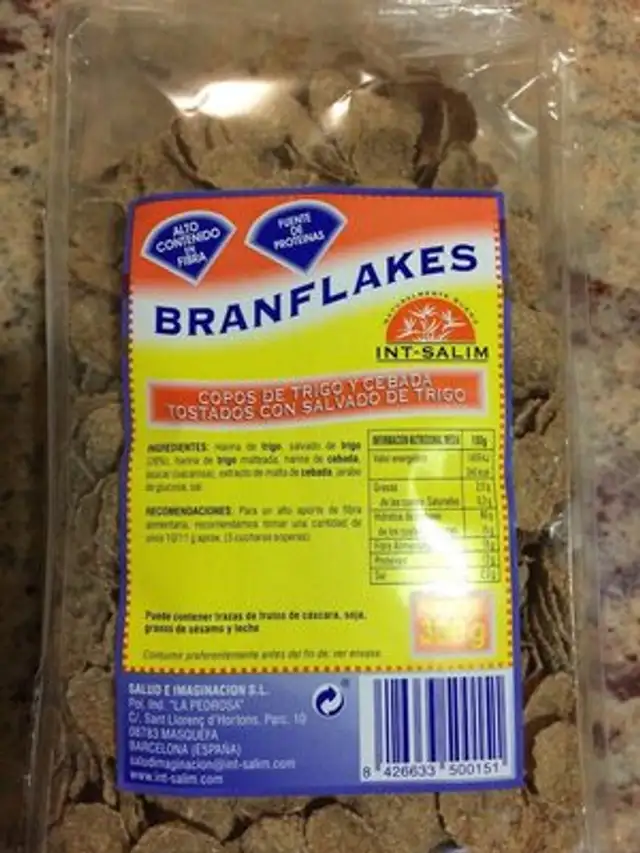 Bran flakes nutrition facts table
