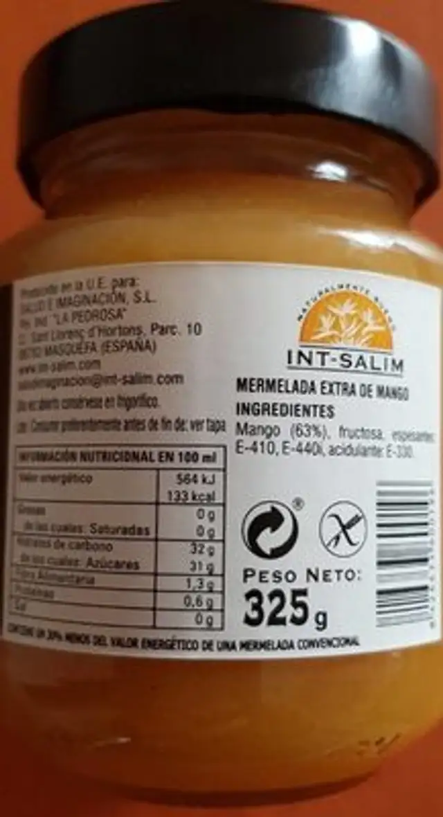 Mermelada extra mango light nutrition facts table