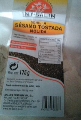 Semilla sésamo tostada molida front packaging