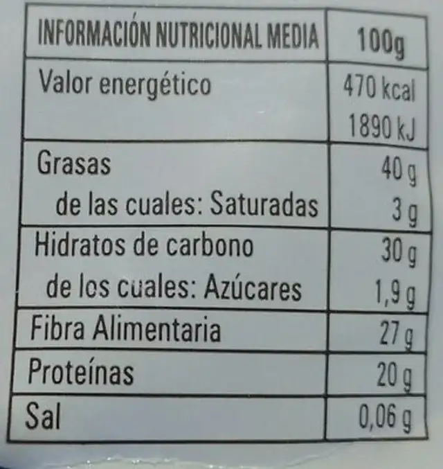 Semilla de lino molida nutrition facts table