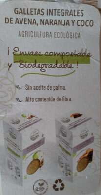 Galletas integrales de avena sin gluten naranja y coco