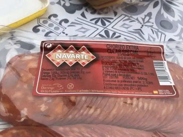 Chorizo extra ingredients label