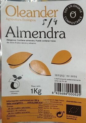 Almendra con piel front packaging