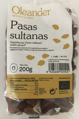 Pasas sultanas front packaging
