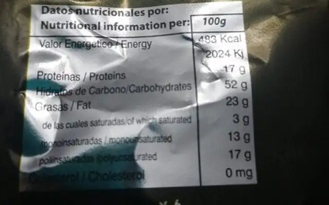 Revoltillo del elefante rosa nutrition facts table