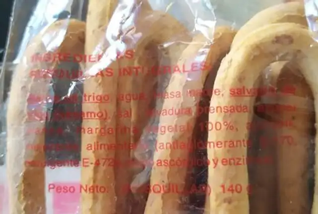 Rosquillas integrales nutrition facts table