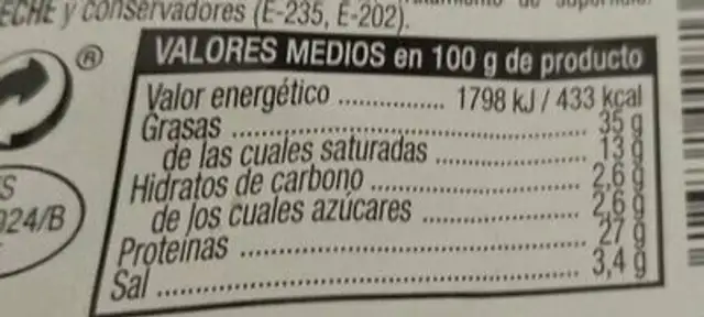 Fuet extra saucisse sèche pur porc nutrition facts table