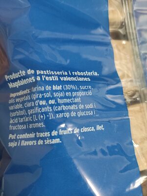 Magdalenes a l'estil Valencianes ingredients label