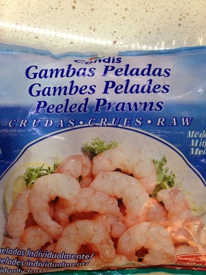 Gambas crudas peladas