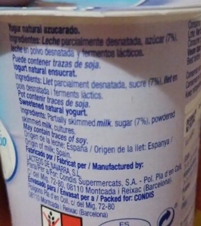 Iogurt azucarado