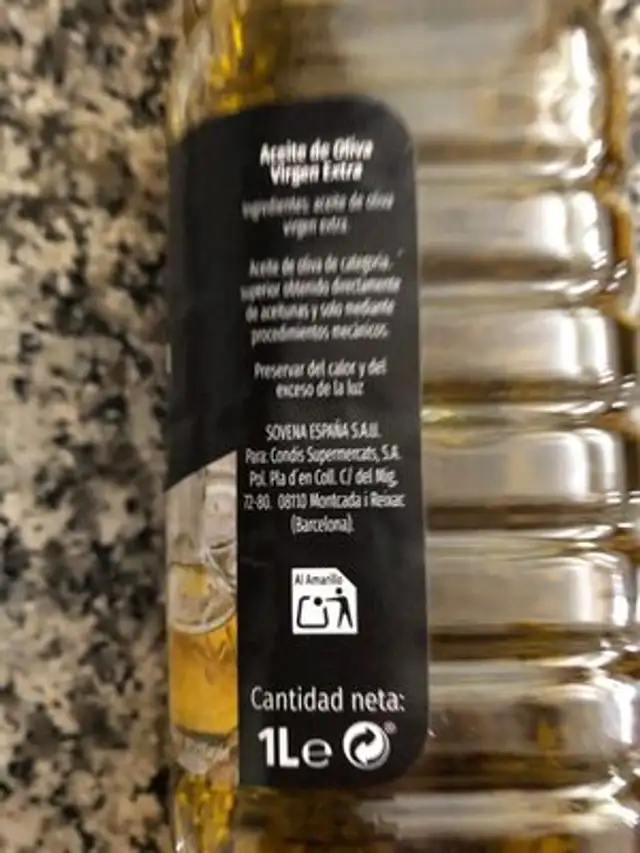 Aceite de oliva virgen extra nutrition facts table