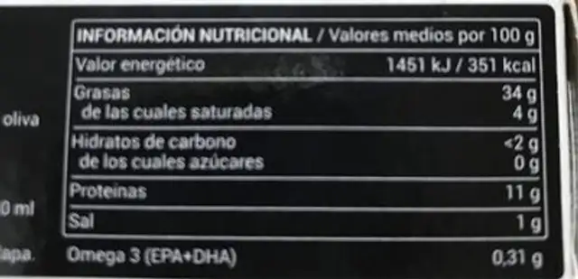 Chipirones rellenos nutrition facts table
