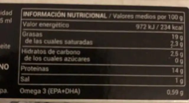 Mejillones en escabeche nutrition facts table