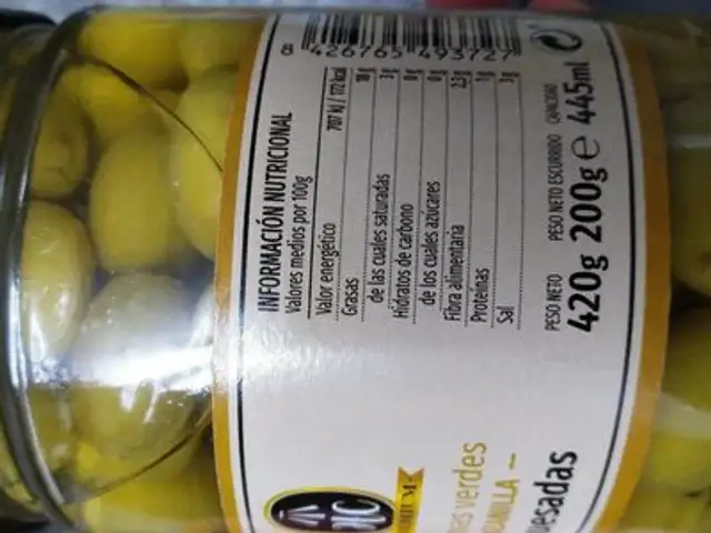 Aceitunas verdes manzanilla deshuesadas nutrition facts table