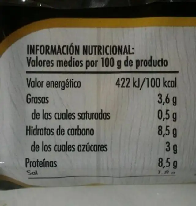 Tronquitos de mar nutrition facts table