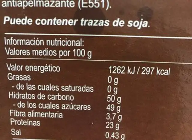 Café con leche nutrition facts table