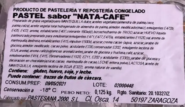 Pastel sabor Nata-Cafe