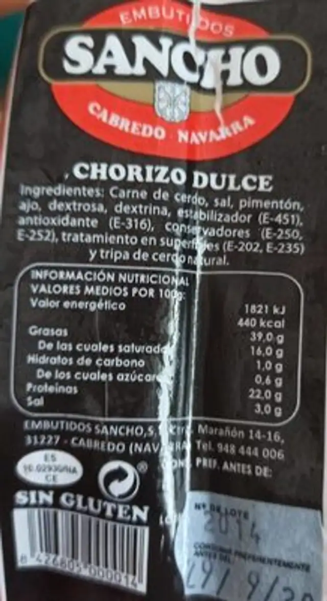 Chorizo dulce
