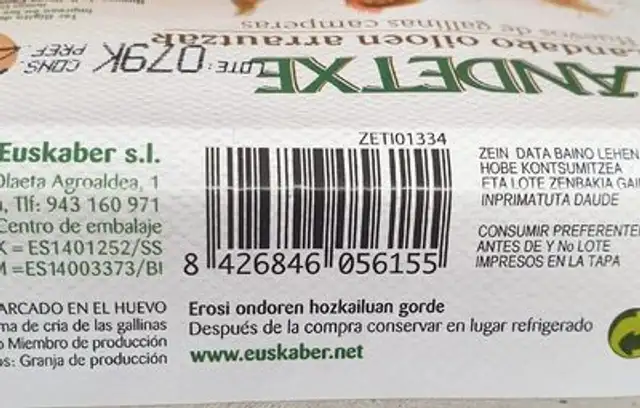 Huevos de gallinas camperas nutrition facts table