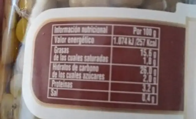Habitas extrafinas en aceite de oliva nutrition facts table