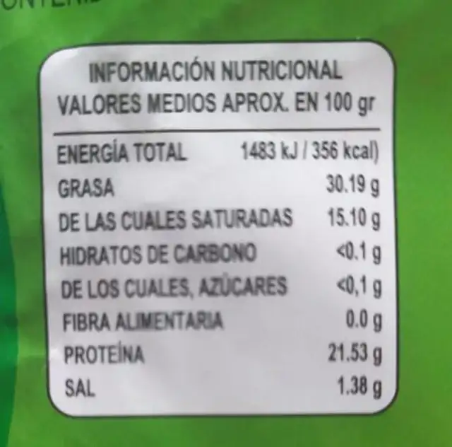 Los Molinos nutrition facts table