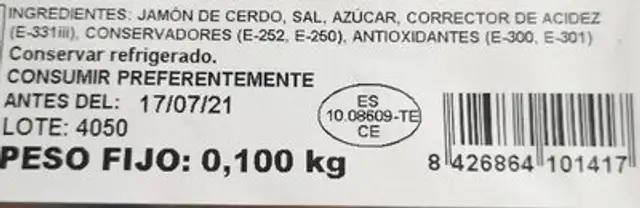 Unknown ingredients label