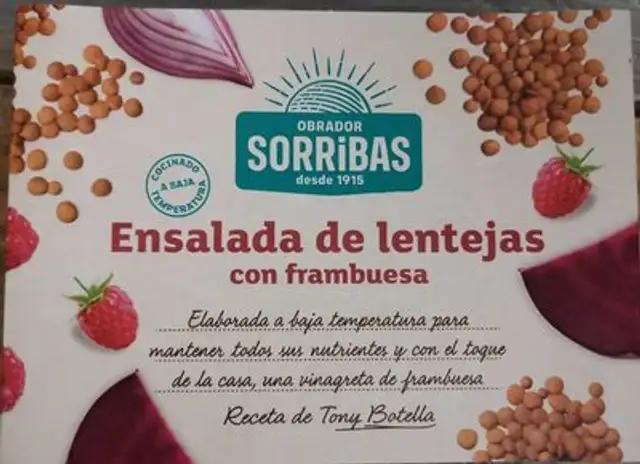 Ensalada de lentejas con frambuesa