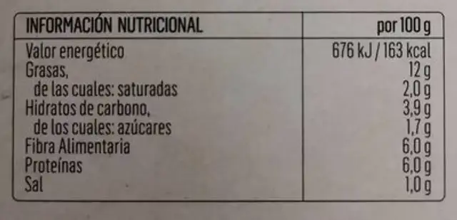 Ensalada de lentejas con frambuesa nutrition facts table