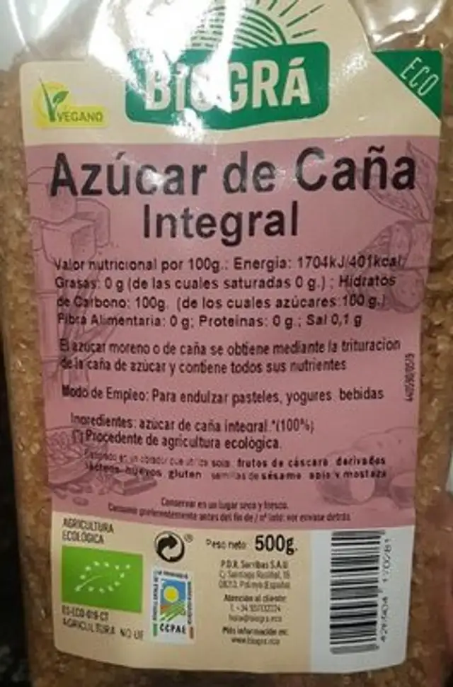 Azucar de caña integral