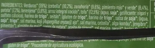 Burgués vegetales de 5 verduras ingredients label