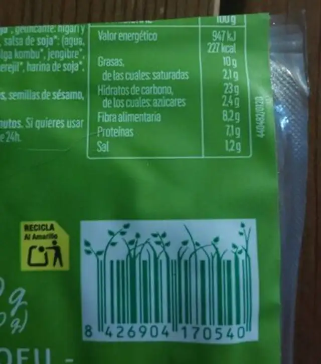 Burgués vegetales de 5 verduras nutrition facts table