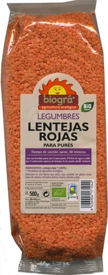 Lentejas rojas peladas
