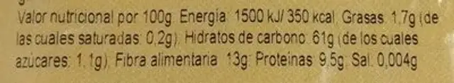 Centeno en grano nutrition facts table
