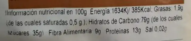 Grano trigo khorasan kamut hinchado con miel nutrition facts table
