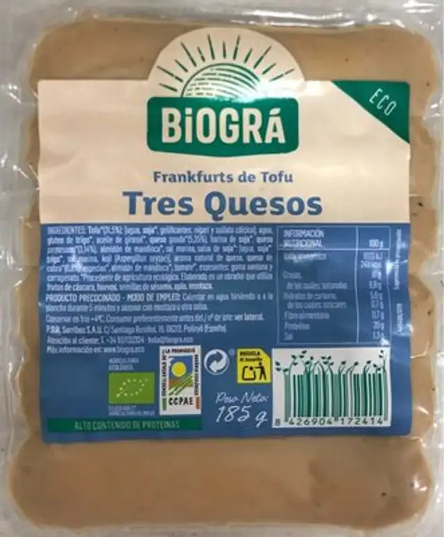 Salchichas de Frankfurt de Tofu Tres Quesos