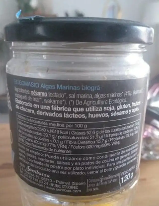 Gomasio nutrition facts table